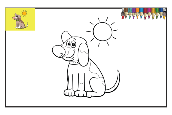 Coloring Book Page Animals Dog Sun Svg
