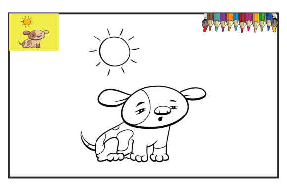 Coloring Book Page of Dog Animals Svg