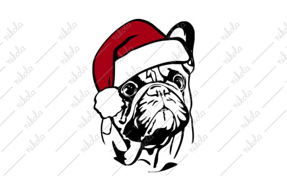 French Bulldog Santa Hat Svg Dog