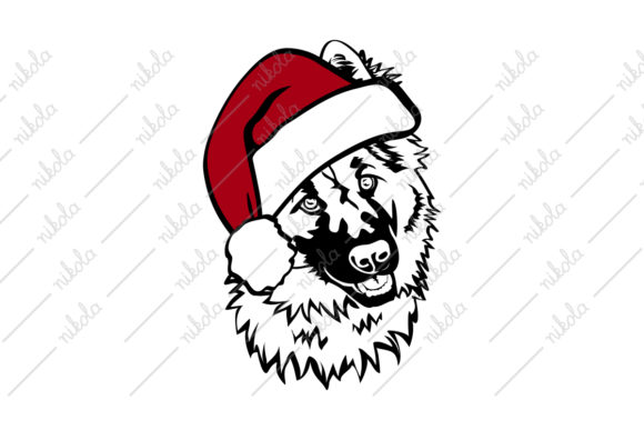 German Shepherd Santa Hat Svg Dog