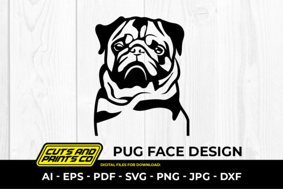 Pug Dog Face SVG Design